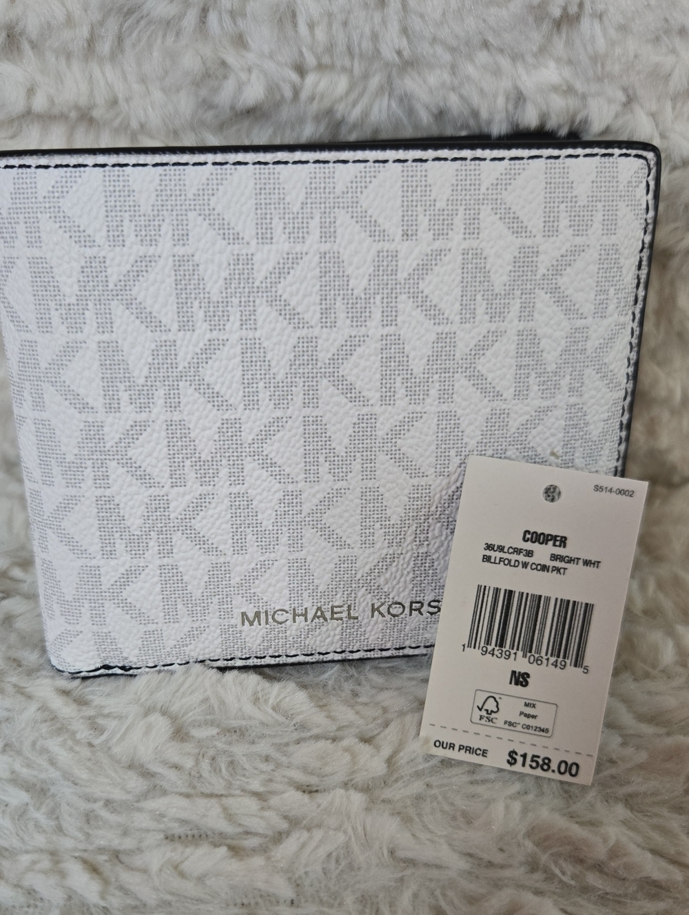 Michael Kors White MK Signature Bifold Wallet